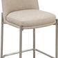 Dion Upholstered Counter Stool in Camel Synthetic Leather and Brushed Nickel Metal