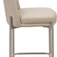 Dion Upholstered Counter Stool in Camel Synthetic Leather and Brushed Nickel Metal