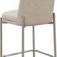 Dion Upholstered Counter Stool in Camel Synthetic Leather and Brushed Nickel Metal