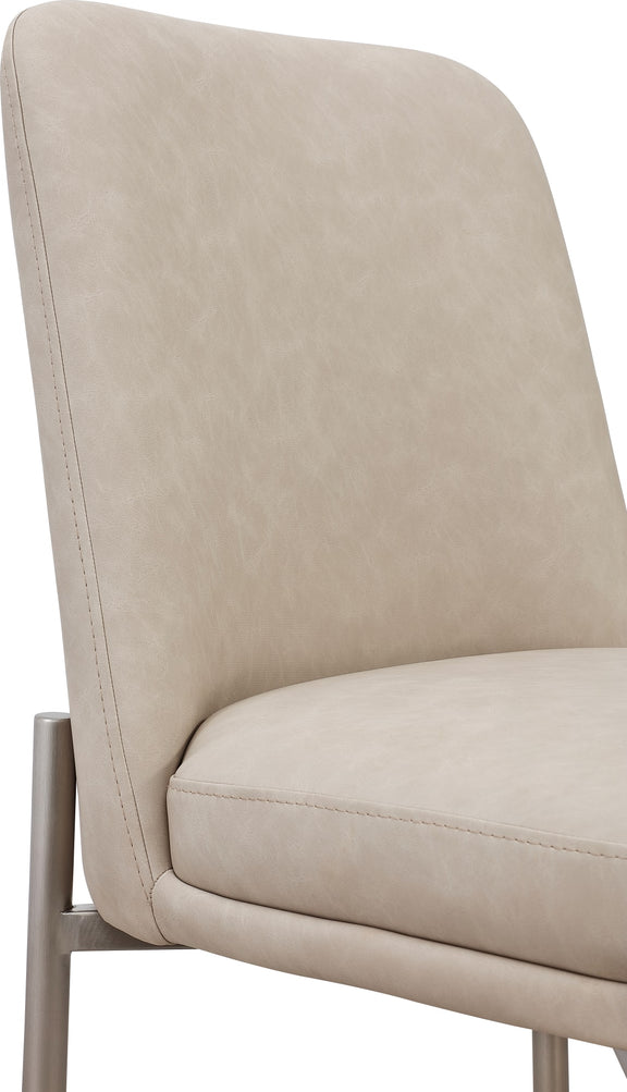Dion Upholstered Counter Stool in Camel Synthetic Leather and Brushed Nickel Metal
