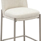 Dion Upholstered Counter Stool in Natural Light Linen and Brushed Nickel Metal