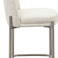 Dion Upholstered Counter Stool in Natural Light Linen and Brushed Nickel Metal