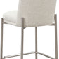 Dion Upholstered Counter Stool in Natural Light Linen and Brushed Nickel Metal