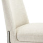 Dion Upholstered Counter Stool in Natural Light Linen and Brushed Nickel Metal