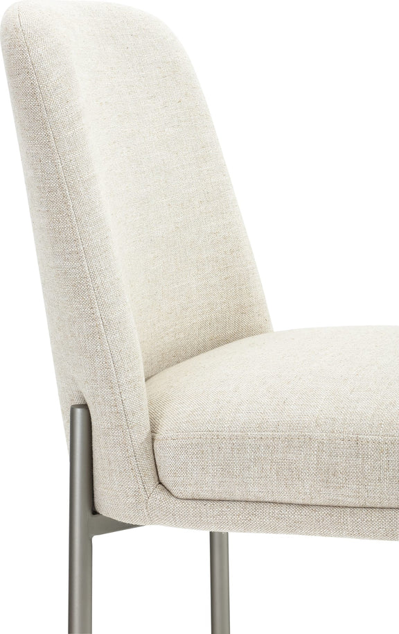 Dion Upholstered Counter Stool in Natural Light Linen and Brushed Nickel Metal