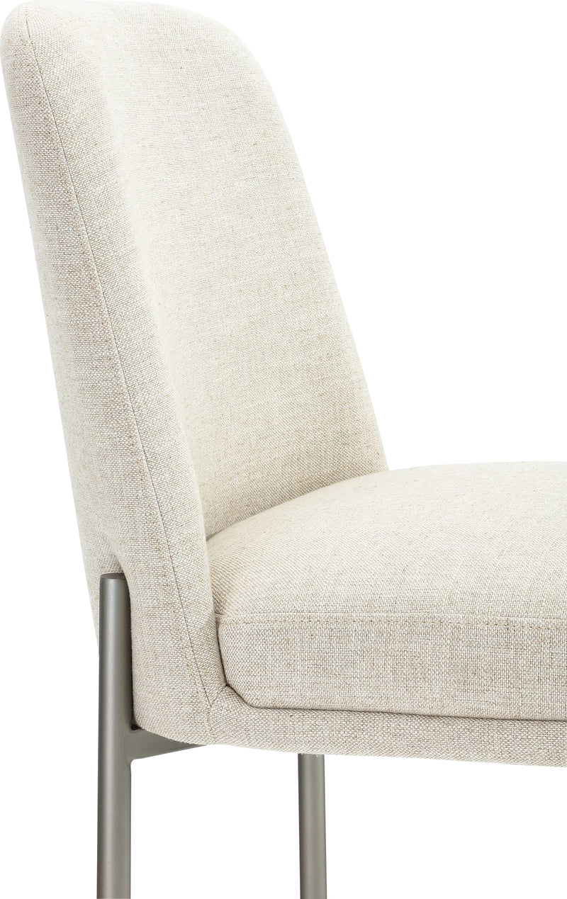 Dion Upholstered Counter Stool in Natural Light Linen and Brushed Nickel Metal