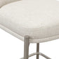 Dion Upholstered Counter Stool in Natural Light Linen and Brushed Nickel Metal