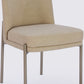 Dion Upholstered Dining Chair in Camel Synthetic Leather and Brushed Nickel Metal
