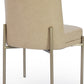 Dion Upholstered Dining Chair in Camel Synthetic Leather and Brushed Nickel Metal