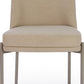 Dion Upholstered Dining Chair in Camel Synthetic Leather and Brushed Nickel Metal