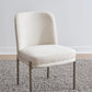 Dion Upholstered Dining Chair in Natural Light Linen and Brushed Nickel Metal