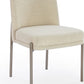 Dion Upholstered Dining Chair in Natural Light Linen and Brushed Nickel Metal