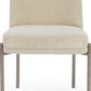 Dion Upholstered Dining Chair in Natural Light Linen and Brushed Nickel Metal
