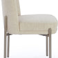 Dion Upholstered Dining Chair in Natural Light Linen and Brushed Nickel Metal