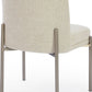 Dion Upholstered Dining Chair in Natural Light Linen and Brushed Nickel Metal