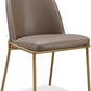 Doheny Leather Upholstered Metal Leg Dining Chair in Boots and Brass