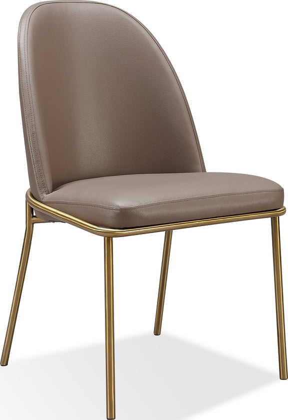 Doheny Leather Upholstered Metal Leg Dining Chair in Boots and Brass