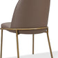 Doheny Leather Upholstered Metal Leg Dining Chair in Boots and Brass