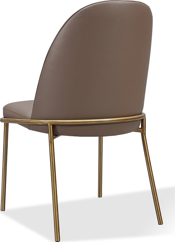 Doheny Leather Upholstered Metal Leg Dining Chair in Boots and Brass
