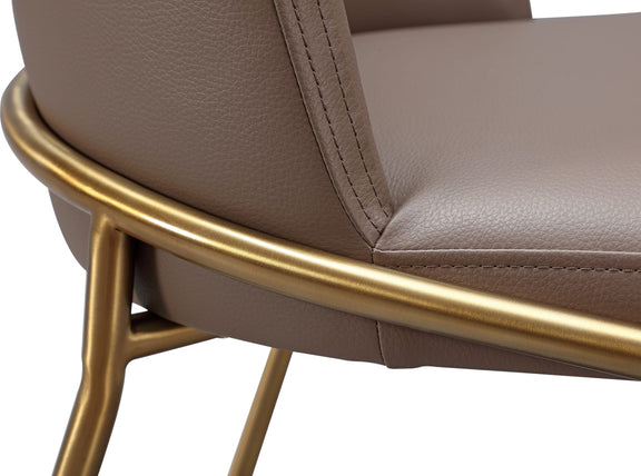 Doheny Leather Upholstered Metal Leg Dining Chair in Boots and Brass