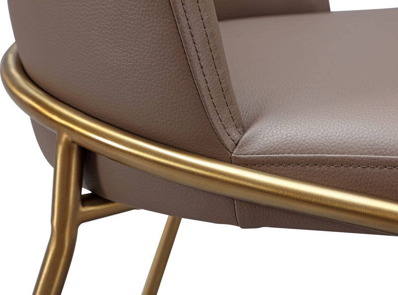 Doheny Leather Upholstered Metal Leg Dining Chair in Boots and Brass