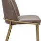 Doheny Leather Upholstered Metal Leg Dining Chair in Boots and Brass