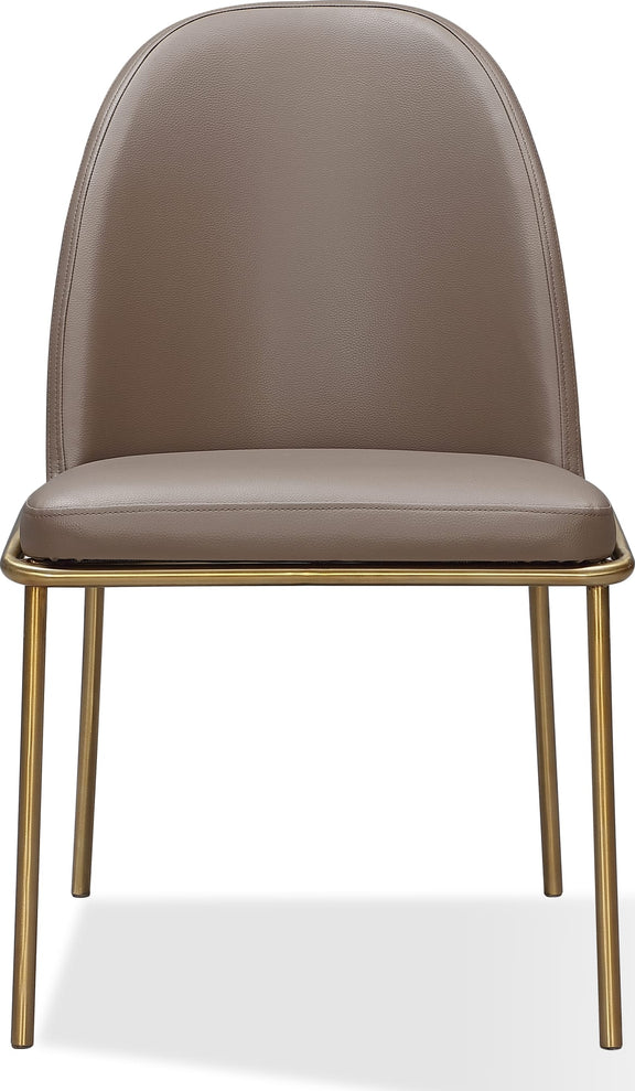 Doheny Leather Upholstered Metal Leg Dining Chair in Boots and Brass