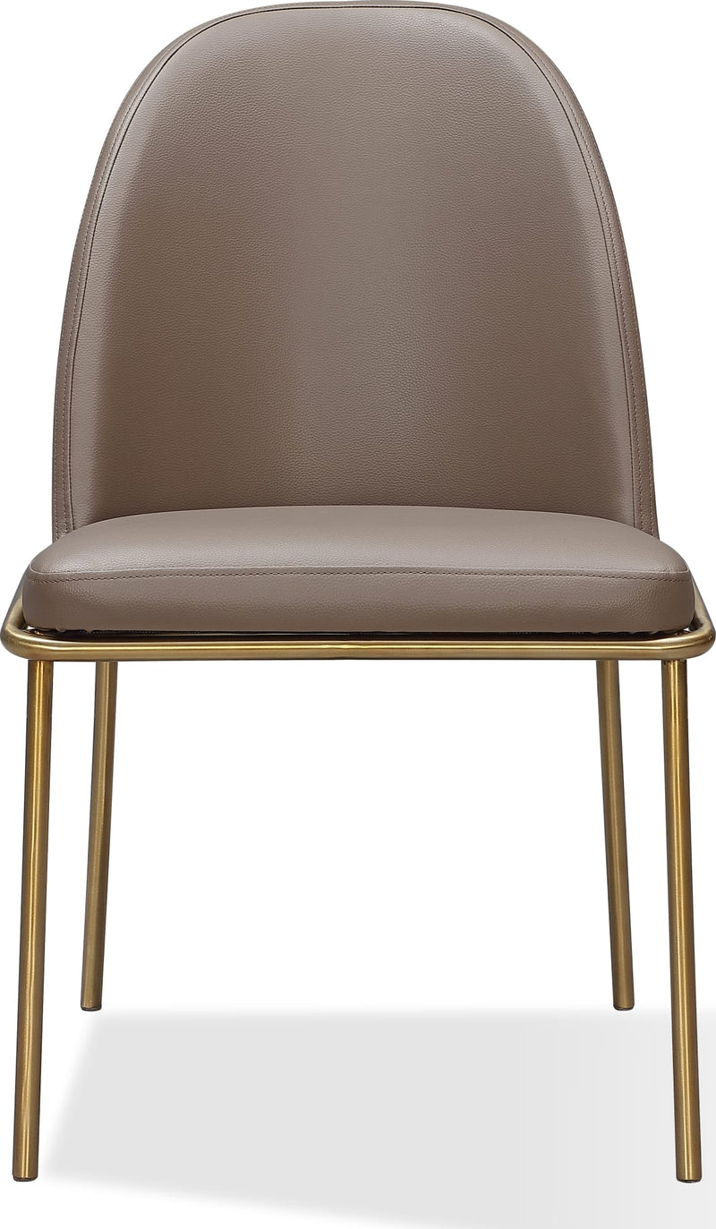 Doheny Leather Upholstered Metal Leg Dining Chair in Boots and Brass