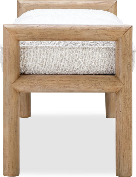 Dorsey Boucle Upholstered Wooden Bench in Granola and Ricotta