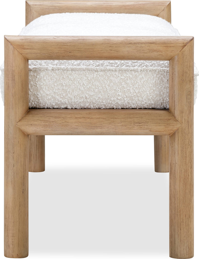 Dorsey Boucle Upholstered Wooden Bench in Granola and Ricotta