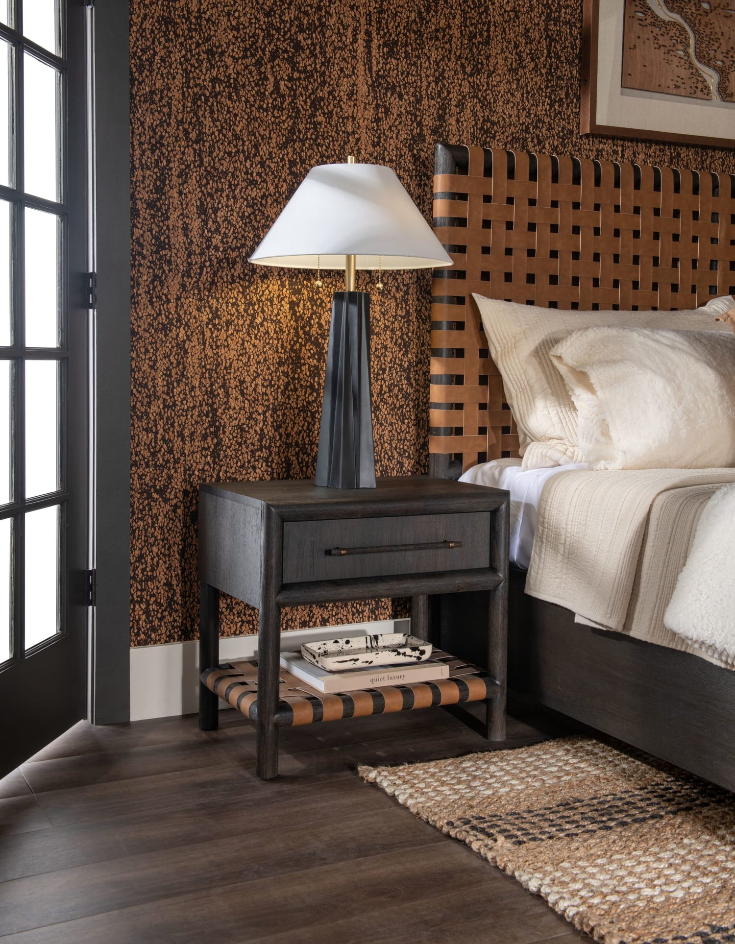 Dorsey One Drawer USB-charging Nightstand in Basalt Grey