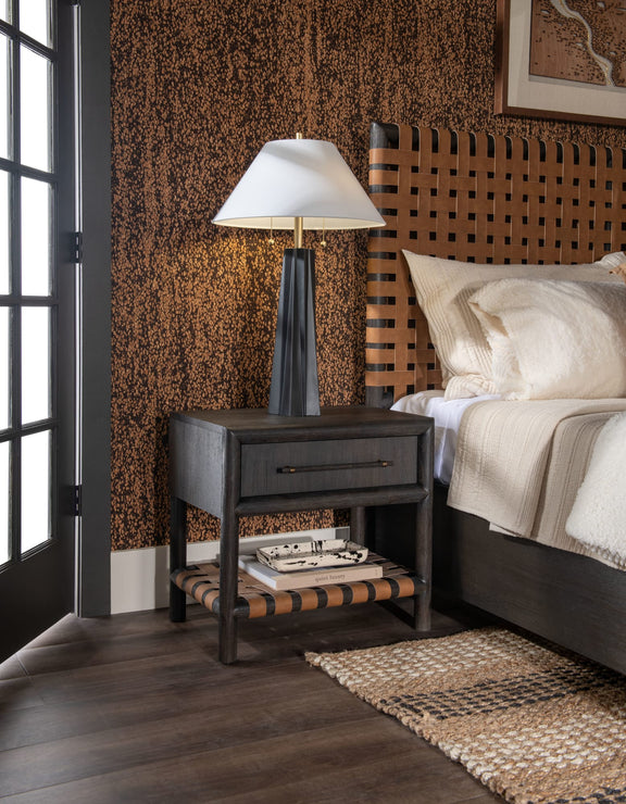 Dorsey One Drawer USB-charging Nightstand in Basalt Grey