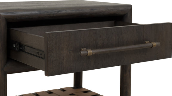 Dorsey One Drawer USB-charging Nightstand in Basalt Grey