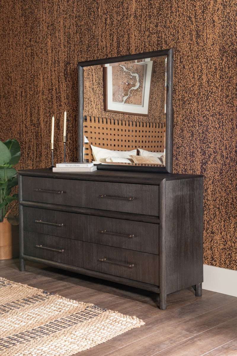 Dorsey Solid Wood and Glass Mirror in Basalt Grey