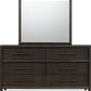 Dorsey Solid Wood and Glass Mirror in Basalt Grey