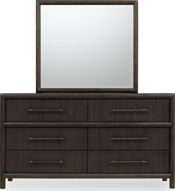 Dorsey Solid Wood and Glass Mirror in Basalt Grey