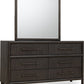 Dorsey Solid Wood and Glass Mirror in Basalt Grey