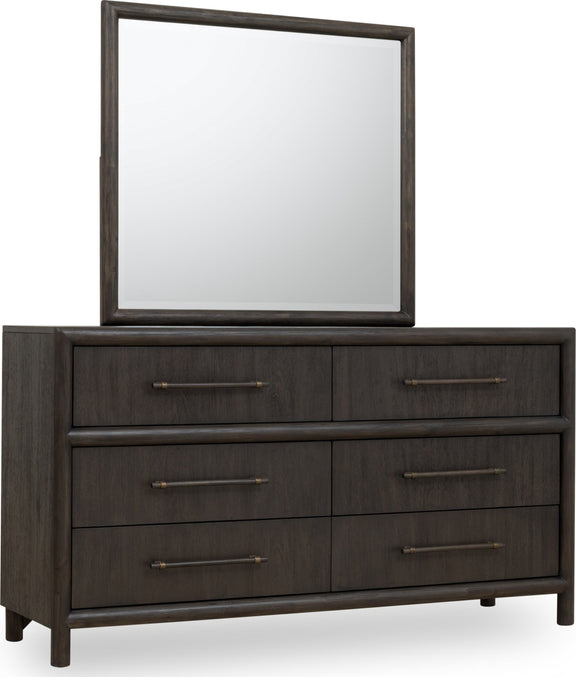 Dorsey Solid Wood and Glass Mirror in Basalt Grey