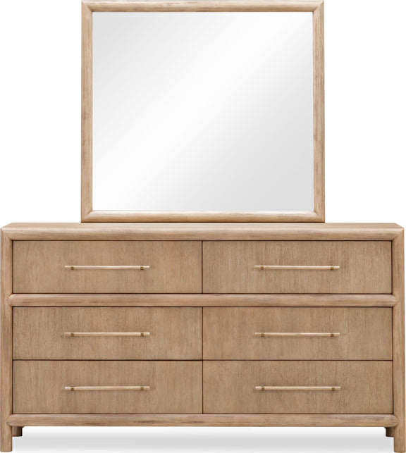Dorsey Solid Wood and Glass Mirror in Granola