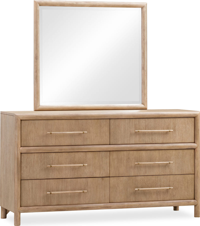 Dorsey Solid Wood and Glass Mirror in Granola