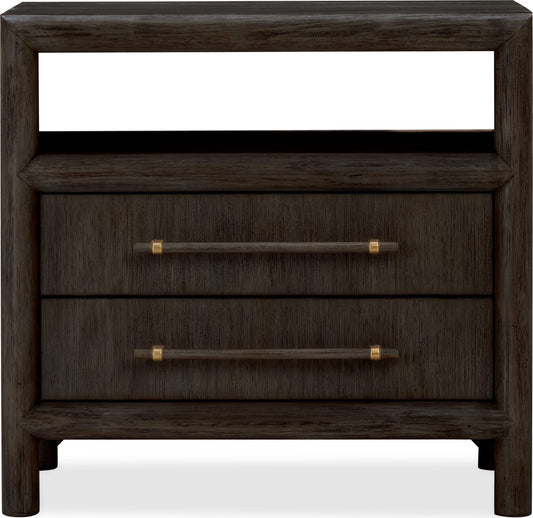 Dorsey Two Drawer USB-charging Nightstand in Basalt Grey