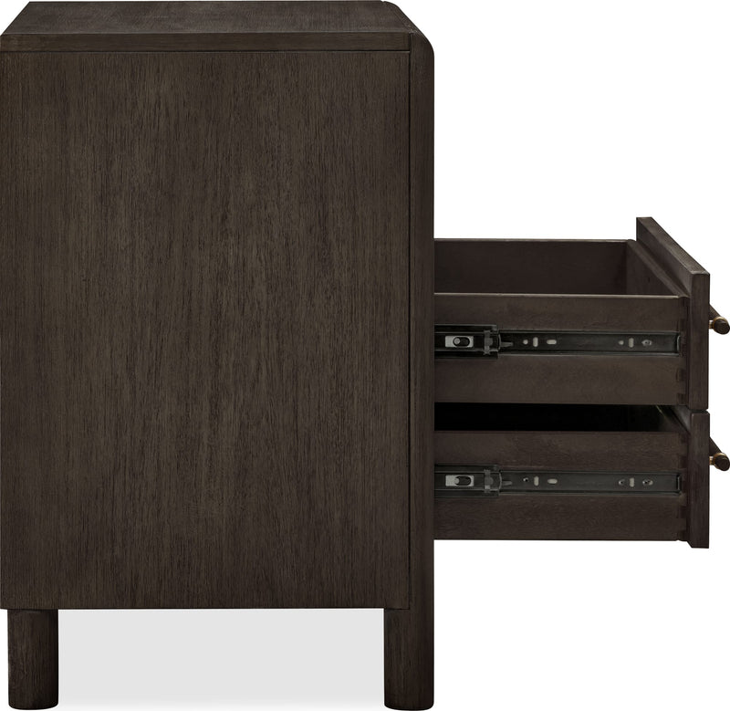 Dorsey Two Drawer USB-charging Nightstand in Basalt Grey