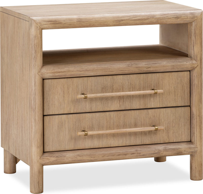 Dorsey Two Drawer USB-charging Nightstand in Granola