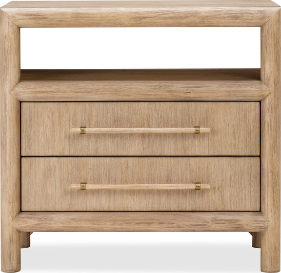 Dorsey Two Drawer USB-charging Nightstand in Granola
