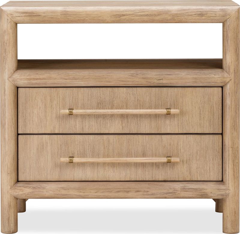 Dorsey Two Drawer USB-charging Nightstand in Granola