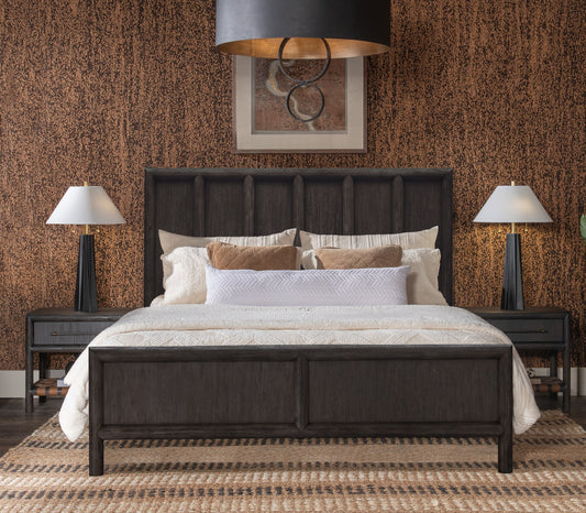 Dorsey Queen-size Wooden Panel Bed in Basalt Grey
