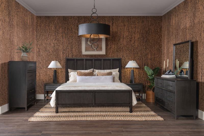 Dorsey Queen-size Wooden Panel Bed in Basalt Grey