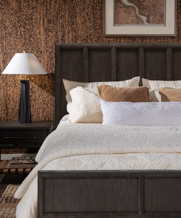Dorsey King-size Wooden Panel Bed in Basalt Grey