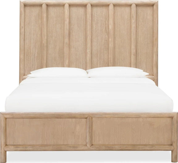 Dorsey King-size Wooden Panel Bed in Granola
