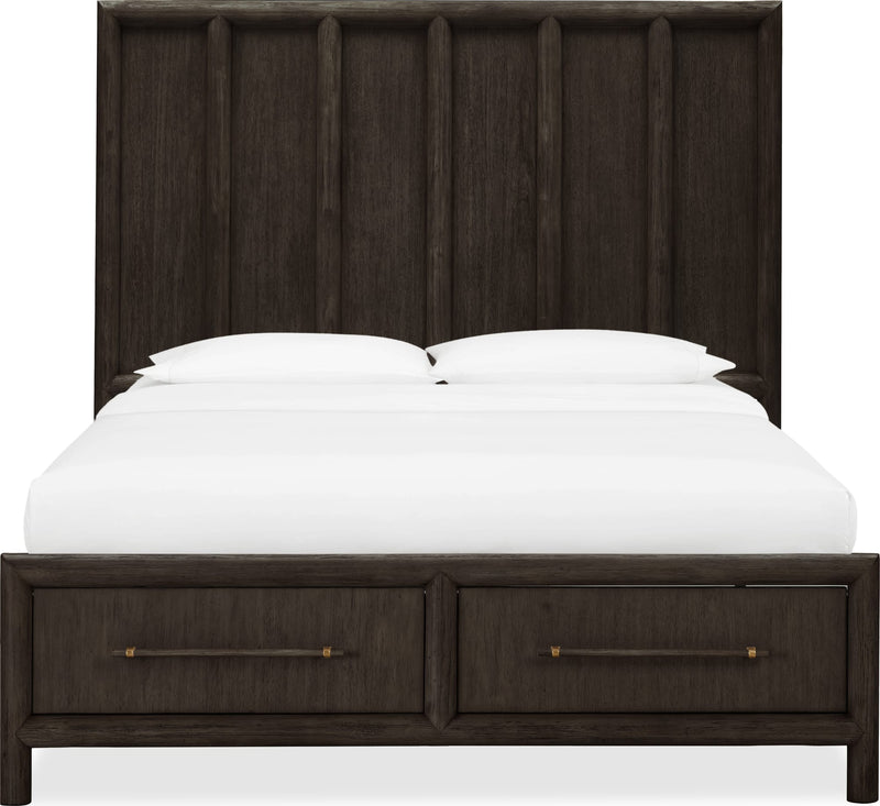 Dorsey Queen-size Wooden Two Drawer Storage Bed in Basalt Grey